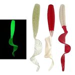 Calandis 10pcs Luminous Plastic Grub Soft Worm Fishing Lure Micro Jig Head Tool Cyan