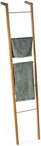 Relaxdays Porte-Serviettes Bambou, Échelle escalier sur Pied, 5 Barres torchons vêtements, HxlxP 180 x 35 x 20cm, Nature, Acier, Naturel, 180 x 35 x 20 cm