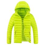 JEShifangjiusu Men'S Lightweight Puffer Jacket Hooded Zip Outwear Flight Bomber Jacket Water-Resistant Quilted Lined Coats, Green 2, 4XL