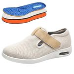 Orthopedic Slip-on Shoes Adjustable Closure,Extra Wide Widths Walking Edema Sneakers Adjustable Strap Easy On/Off with 3 Pairs Insoles Replacement Stylish Diabetic Shoes Men 7.5/Women 8.5