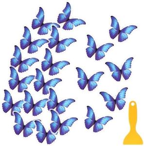 Trandraft 20 Pcs Non Slip Bathtub Stickers Butterfly Shower Stickers Anti Slip Adhesive Butterfly Decals Treads Bathtub Stickers Applique with Scraper for Bathtub Pools, Boats, Stairs (Blue)