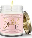 Sweet 16 Birthday Gifts for Girls - 'Sweet 16' Soy Candle, w/Vanilla Cupcake & Sprinkles I Sweet 16 Gifts for Girls I 16th Birthday Gifts for Girls I Sweet Sixteen Gifts for Girls I 9oz Reusable Jar, 50Hr Burn, Made in USA