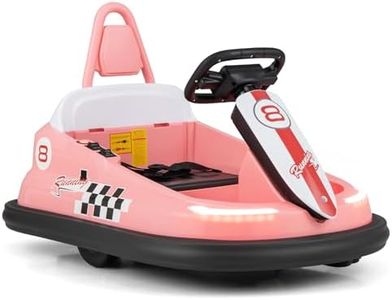 HONEY JOY Electric Kids Ride-on Bumper Car, Ride-on Bumper w/360° Spinning, Dual Motors, 2 Speeds, Steering Wheel & Backrest, Electric Bumping Toy with Music & LED Lights, for Kids 18+ Months (Pink)