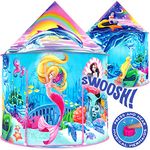 W&O Musical Mermaid Tent with Under-The-Sea Button - Captivating Pop Up Tent for Girls - Perfect for Indoor & Outdoor Play