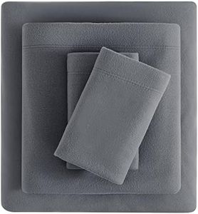 Viviland Plush Micro Fleece Bed Sheet Set, Extra Breathable Polar Fleece 4 Pcs Bed Sheets, with Deep Pocket, Dark Gray, Queen