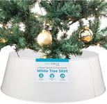 BIRDROCK HOME 4-Panel Christmas Tree Collar - White - Metal Holiday Skirt Decor - Water Base Protection from Pets