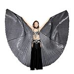 FancyDressWale Opening Belly Dance Isis Wings Dancing Props with Sticks Rods (Black)