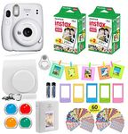 Fujifilm Instax Mini 11 Instant Camera + Shutter Compatible Carrying Case + Fuji Film Value Pack (40 Sheets) + Shutter Accessories Bundle, Color Filters, Photo Album, Assorted Frames (Ice White)