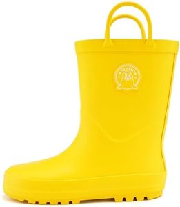 Stelle Toddler Rain Boots Natural Rubber Rainboots Kids Girls Boys Waterproof Easy On Handles Non-Slip Sole(Yellow,9MT)