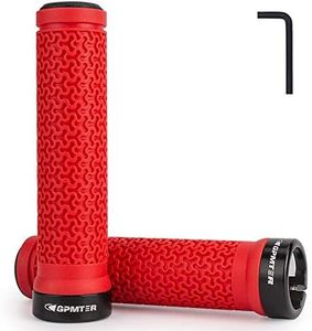 GPMTER Bike Handlebar Grips, Single Lock-on Bicycle Grips Handle Bar End Holding Locking Grips, for BMX, Mountain, MTB, Cruiser, Folding Bike, Soft Non-Slip-Rubber Rubber Hand Grip Red