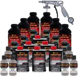 Custom Coat Mesa Gray 1.5 Gallon (6 Quart) Urethane Spray-On Truck Bed Liner Kit with Spray Gun and Regulator - Easy Mixing, Shake, Shoot - Textured Protective Coating, Prevent Rust - Car, Auto