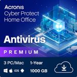 Acronis Cyber Protect Home Office 2023 | Premium | 1 TB Cloud-Space | 3 PC/Mac | 1 Year | Windows/Mac/Android/iOS | Internet Security with Backup | Activation Code by email