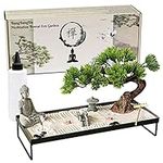 Meditation Decoration Japanese Zen Garden - Home Office Bonsai Zen Garden Decor Zen Gifts for Women Man Friends - Tabletop Buddha Rock Sand Zen Garden for Table Desk