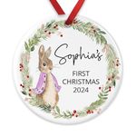 First Christmas Baby Girl, Personalised First Christmas Ornament, Custom 1st Xmas Bauble, New Baby Decoration, Holiday Ornament Decor, New Baby Keepsake, 2024