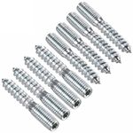 TERF M6 (6mm) X 40mm Wood to Metal Screw Dowels Hanger Double Headed Bolts Dowel For Woodworking Connector Joining Furniture Legs Professional Carpenters DIY and Craft Projects - Pack of 8, Silver