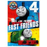 Danilo Boy's/Girl's Thomas & Friends 4th Birthday Card (WW-TH022) - Age 4 - Fast Friends - Greeting Card and Badge for Him/for Her,Multi Colour,145 x 200mm