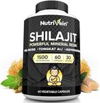 Nutrivein Shilajit Supplement 1500mg - Pure Himalayan Shilajit - Powerful Resin Extract Blended with Sea Moss, Tongkat Ali & Ashwagandha - 60 Servings