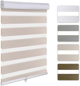 YOOFEN Horizontal Window Blinds Dual Layer Zebra Roller Shades for Windows Cordless Day Night Blinds Custom That Can Be Upgraded to Motorized Light Filtering Sheer Shades for Home.Beige,Any Size