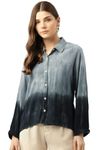 Maaesa Tie-Dye Rayon Loose Fit Formal/Casual Loosefit Shirts (in, Alpha, S, Regular, Black)