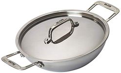 Alda Tri-Ply Stainless Steel Kadhai Wok Pan 32 Cm 6.3 LTR with Lid