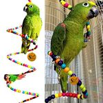 Sage Square 150cm Jumbo Size Playful Natural Wood Bead Swing Flexible Ladder Toy for Cockatiel, Lovebird, Budgerigar, Sun Conure, Finch, African Grey, Canary, Cockatoo, Macaw, Budgeri Birds