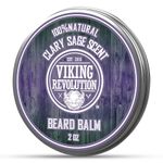 Viking Revolution - Beard Balm - Natural Beard Balm For Men With Argan & Jojoba Oils- Styles, Strengthens & Softens - Beard Wax - Gifts For Men - Clary Sage - 57 g