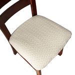 Genina Seat Covers for Dining Room Chair Seat Slipcovers Kitchen Chair Covers (Beige, 4 Pcs)
