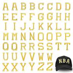 52 Pieces Iron on Letter Patches, Applique Letter Patches with 1 pcs Gold-Plated Sewing Needle, Sew on Letter Embroidered Patches, Alphabet Patches for Clothning, Gold