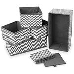 Navaris 6 Pcs Fabric Drawer Organisers - Set of 6 Wardrobe Organiser Storage Boxes Foldable Storage Cubes for Clothes, Socks, Underwear - Zigzag