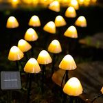 Toifucos Solar Garden Lights Outdoor, 12 LED Mushroom Solar Fairy String Lights Waterproof Pathway Solar Stake Mushroom Lamp LED String Lights for Yard, Patio, Gazebo, Garden Decor (Warm White)