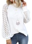 Zeagoo Women's Lace Long Sleeve Tops Dressy Business Casual Blouses Work Shirts Fall Tunics White