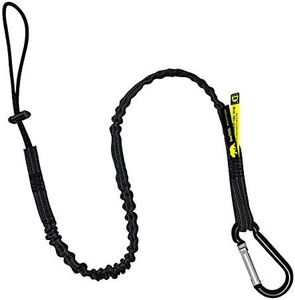 BearTOOLS Tool Lanyard with Standard Spring Carabiner and Adjustable Loop End, 90cm Length, Maximum Weight Limit 8KG / 17.6lb, Fall Restraint with Shock Cord Stopper, 1 Pack (Black 0911S)