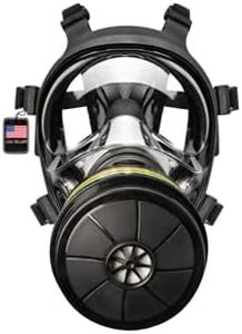 Parcil Distribution NB-100V Tactical Gas Mask with Voice Amplifier - Full Face Respirator with Central 40mm Defense Filter