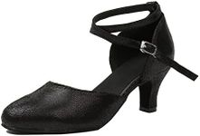 Minishion Women's Closed Toe Dance Shoes Ankle Strap Formal Party Evening Pumps, L243 Black 2.5" Heel, 11