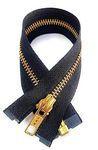 M Fabrics YKK Brass Metal Jacket Zipper Black, Open end DIY Sewing Crafts Zip - Pack of 1 - Size (18 Inches)