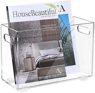 XOHYW Crystal Clear Acrylic Magazine Holder,Space Saving Magazine Rack, Book Basket, Storage Organizer Bin for Living Room, Bathroom, Home Office, Newspapers