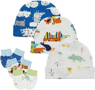 Zando Baby Beanie Dinosaur Hat Newborn Beanie Cotton Baby Hats Newborn Hats for Boys Girls Baby Hat and Mitten Set Soft Infant Winter Hats for Baby Boy Beanies Hat 3 Pack 9 One Size