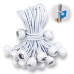 Bungee Cords With Balls 6 Inch, 50 PCS Heavy Duty Bungee Straps, Bungee Cords with UV-resistant, Bungee Balls for Luggage, Tents, Flag Poles(White)