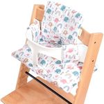 DADOUMAN Waterproof & Extra Padded Dining Chair Seat Cushion, Wipe Clean Cushion for Stokke Tripp Trapp High Chair, 18" L x 11" W, Cartoon Printing Each (Colorful Elephants)