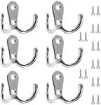 6 PCS Double Prong Robe Hooks Dual 