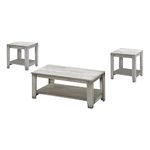 Monarch Specialties I 7880P Table Set, 3pcs Set, Coffee, End, Side, Accent, Living Room, Laminate, Grey, Transitional