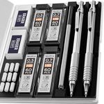 Nicpro Metal Mechanical Pencils Set with Case, Automatic Retractable Drafting Pencil 0.5 mm and 0.7 mm With HB Leads Refill, Erasers Propelling Pencils For School Engineer Writing, Drawing, Sketching