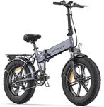 ENGWE EP-2 PRO Folding Electric Bike for Adults, 20"×4.0" All Terrain Fat Tires Mountain Beach Electric Bicycles 7 Speed Gear E-Bike with Removable Lithium Battery 48V 13AH (GREY)