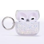 Ephoou Earbud Case for Apple Airpods Pro 2nd 2022/2023/2019 Generation for Girls Women, Sparkle Bling Glitter Liquid Cute Soft Silicone Phone Case with Keychain for Airpods Pro (2nd Generation) White