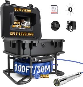 Sewer Camera 100FT,7'' IPS Sewer Camera Self Leveling, Zoom in and Out, 1080P IP68 Waterproof, 9 pcs Adjustable Light, Plumbing Snake Cam with DVR Pipe Video Inspection