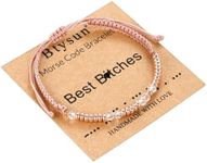 Btysun Best Friend Bracelets for Women Morse Code Bracelets Christmas Gifts for Her Handmade Adjustable Sister Birthday Gifts from Sister Mothers Day Link Jewelry