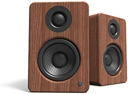 Kanto YU2WALNUT Powered Desktop Computer Speakers | 3" Drivers | 3/4" Tweeter | 50 W RMS | Built-in USB DAC & AUX Input | Sub Out | Pair | Walnut