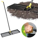 Colwelt Lawn Leveling Rake 80cm, Hefty Lawn Leveler Rake for Grass Soil, Leveling Rake for Lawn with 183cm Ergonomic Curved End Grip Long Handle, Levelawn Tool Leveling Soil, Yard Lawn Leveling Tool