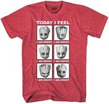 Marvel Men's Guardians of The Galaxy Groot Today I Feel Adult T-Shirt Tee, Red Heather, Large