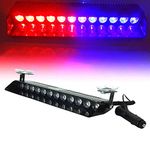 Automaze 12 LED Red Blue Flasher Strobe Light with 14 Flashing Modes for Car Police Emergency Light